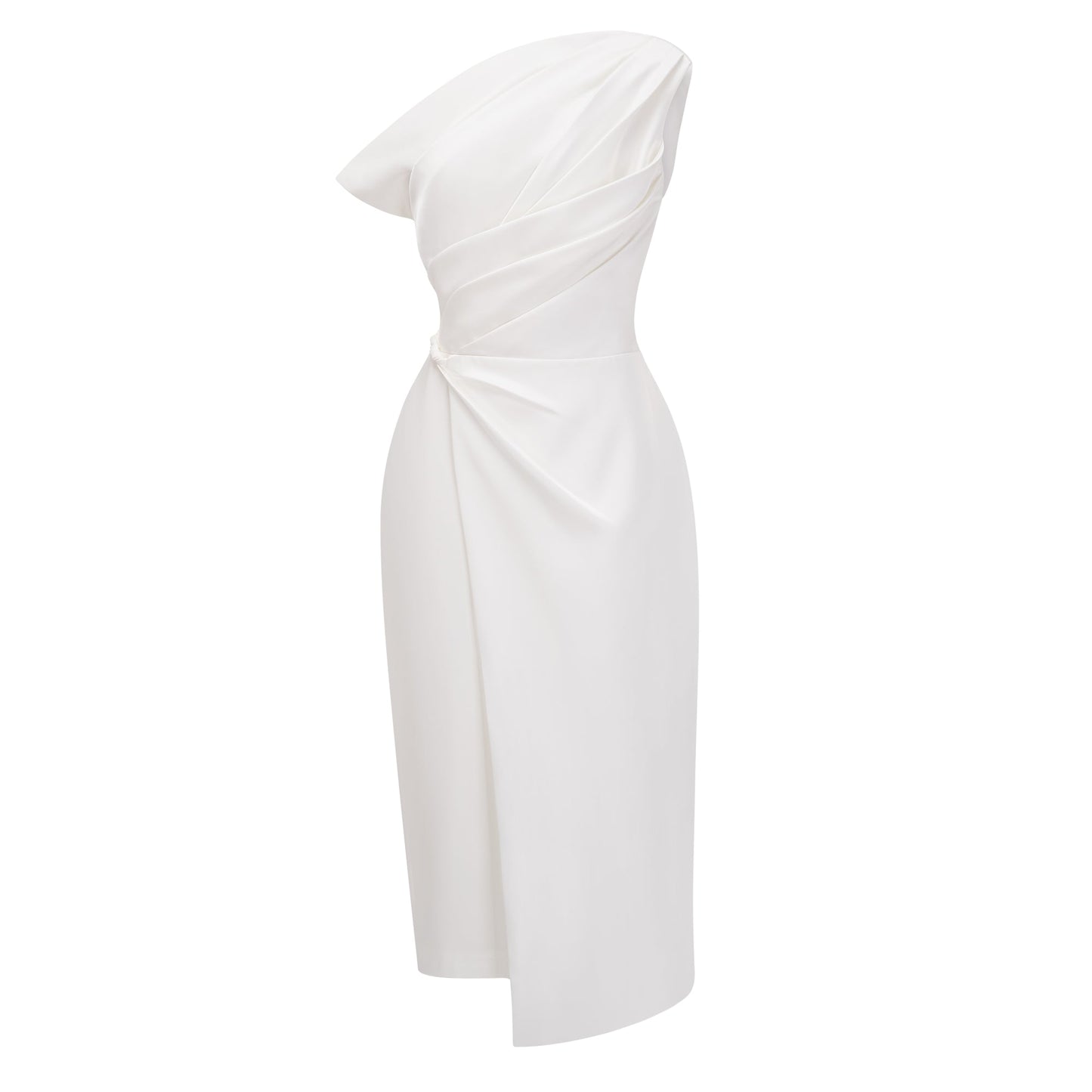 Amarante White One Shoulder Asymmetrical Midi Dress