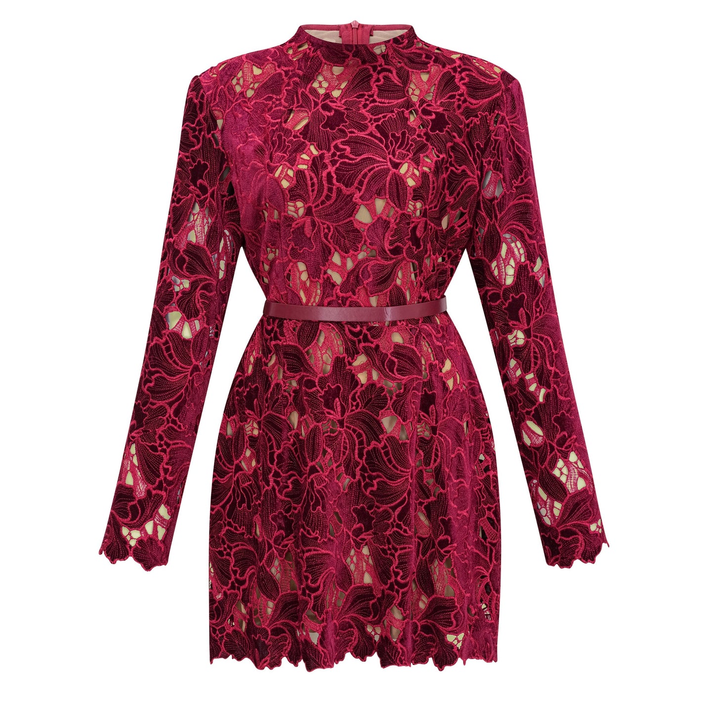 Hafdis Red Floral Embroidered Mini Dress