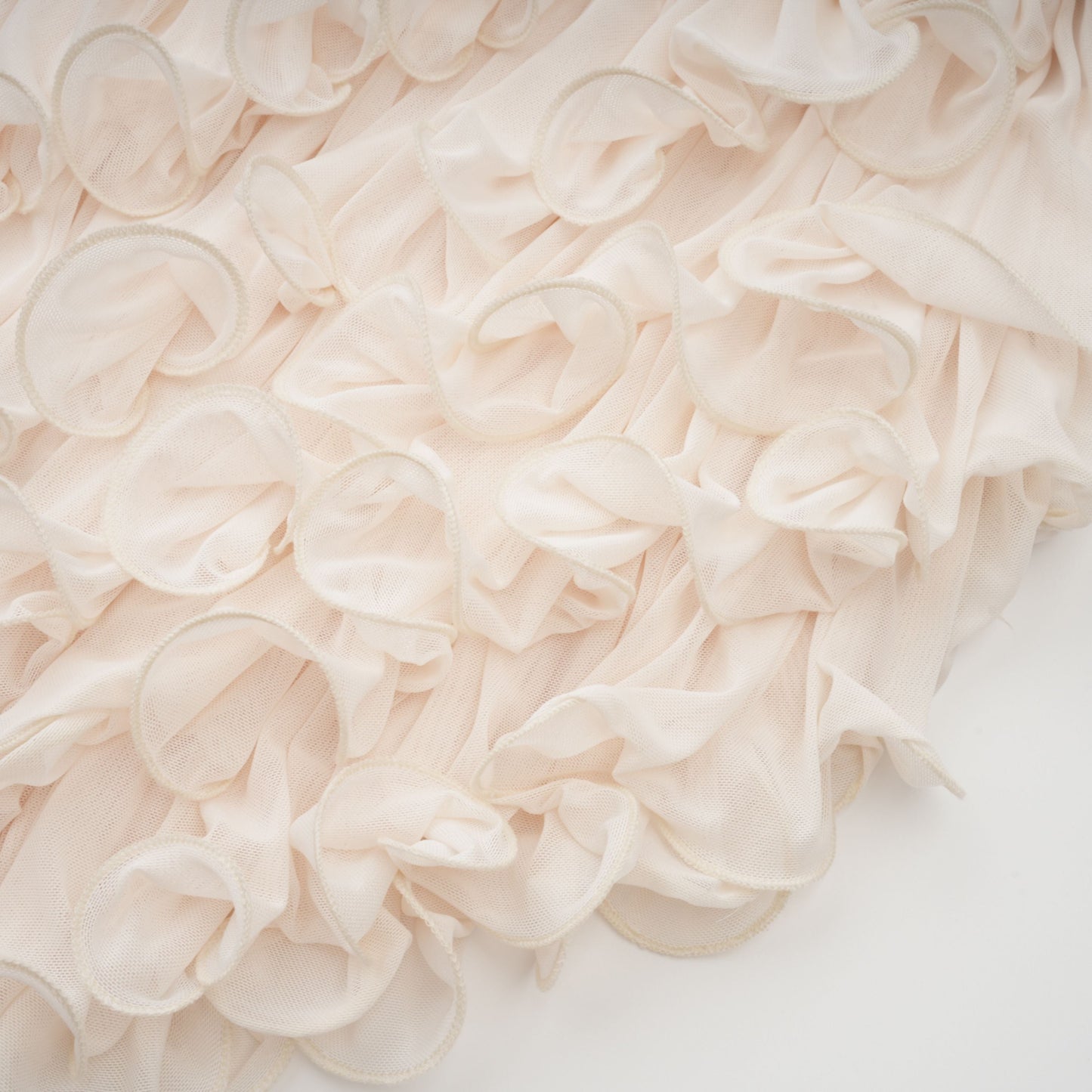 Théoline Neutral Asymmetrical Ruffled Floral Midi Dress