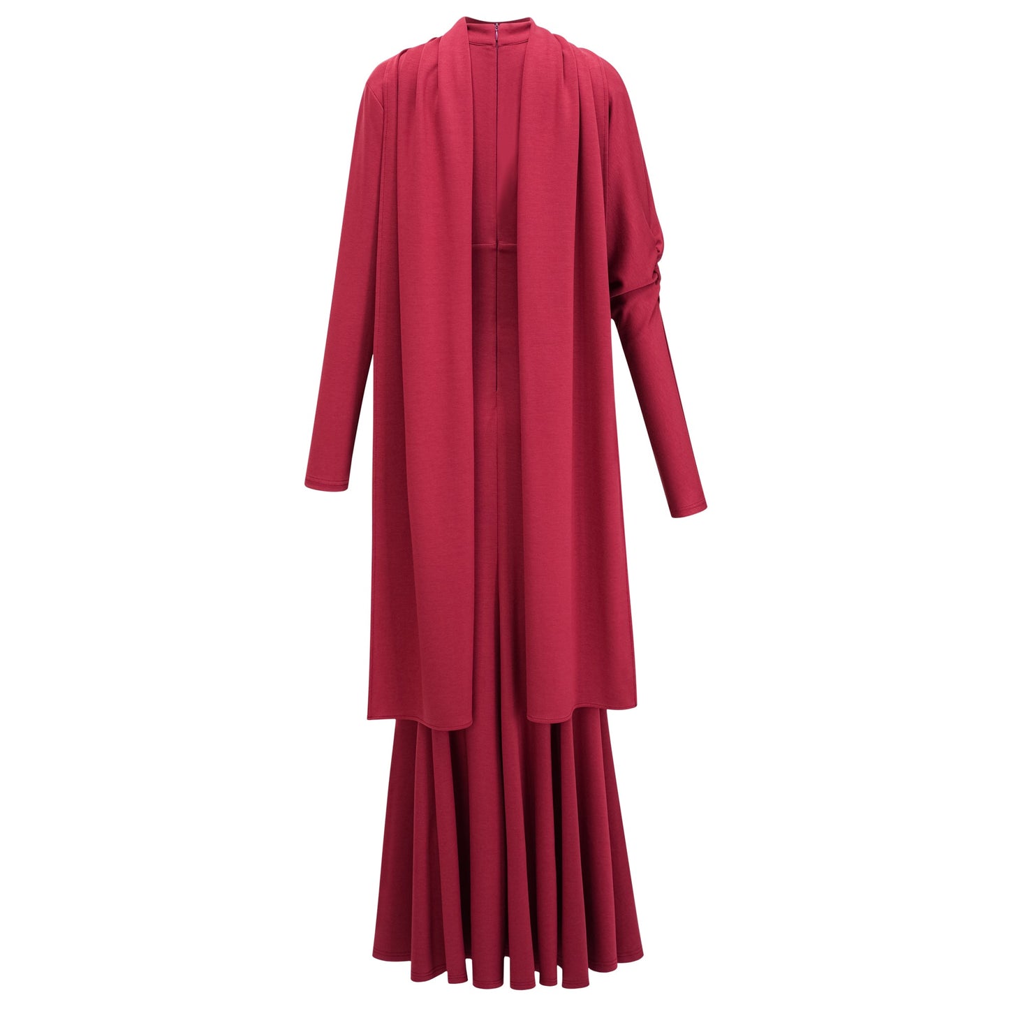 Margot Red Scarf Design Ruched Maxi Gown
