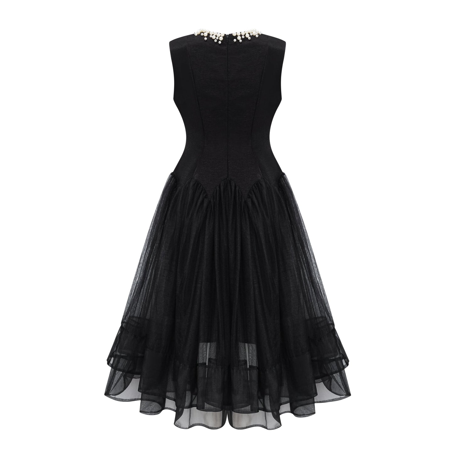 Ofra Black Pearl Pleated Midi Dress