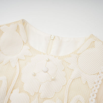 Maelle White Flower Embroidered Maxi Dress