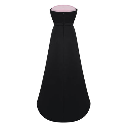 Felismina Pink Color Block Satin Maxi Dress Set
