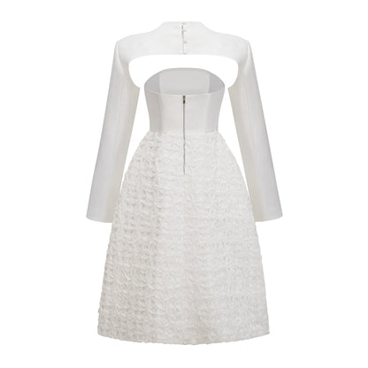Dulcie White Floral Jacquard Shawl & Dress Set