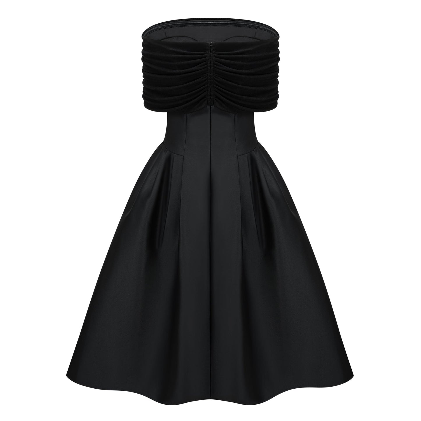 Ainara Black Off Shoulder Polished Midi Dress