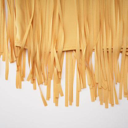 Cayetana Yellow Fringed Maxi Dress with Shawl Detail