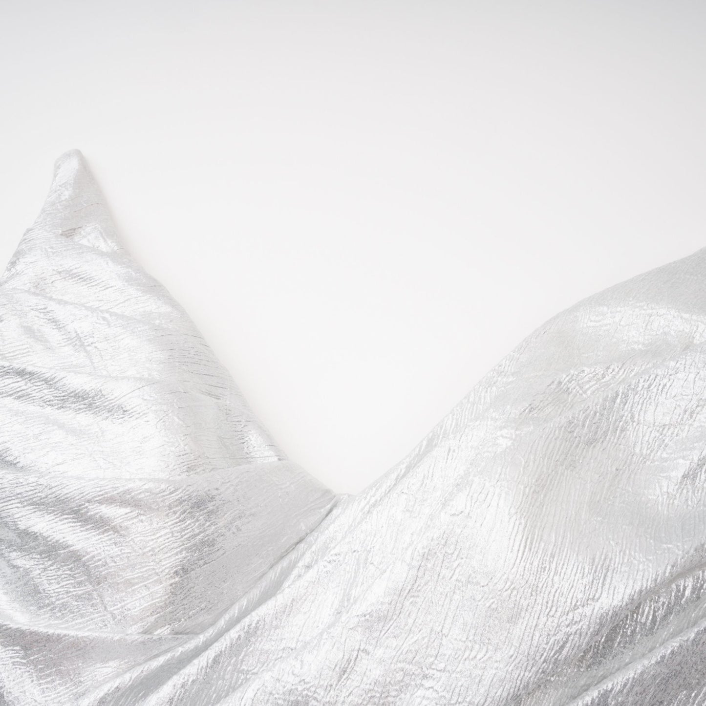 Adina Silver Glossy Asymmetrical Ruched Gown