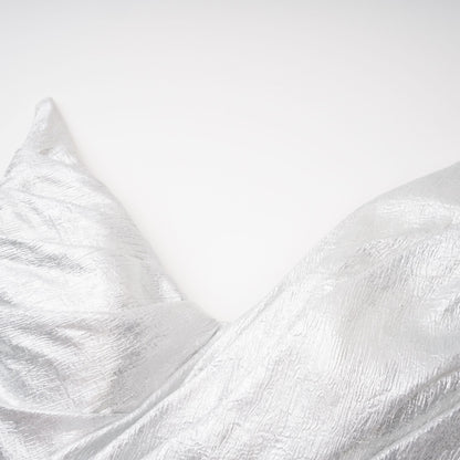 Adina Silver Glossy Asymmetrical Ruched Gown