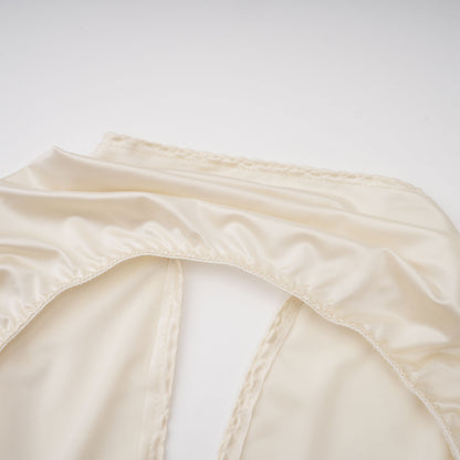 Vilhelmiina Cream White Halterneck Shirred Maxi Dress