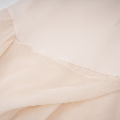 Aria White Asymmetrical Shawl & Tulle Panel Dress Set