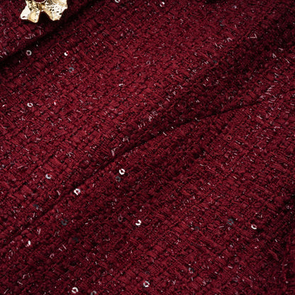 Ancora Red Embellished Tweed Mini Dress