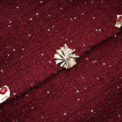 Ancora Red Embellished Tweed Mini Dress