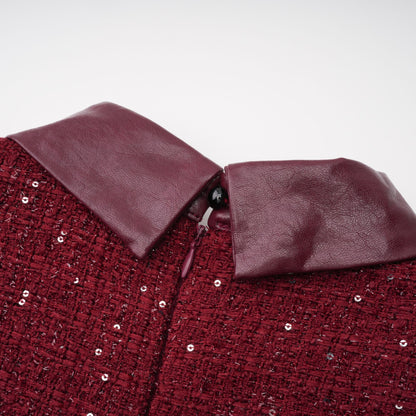 Ancora Red Embellished Tweed Mini Dress