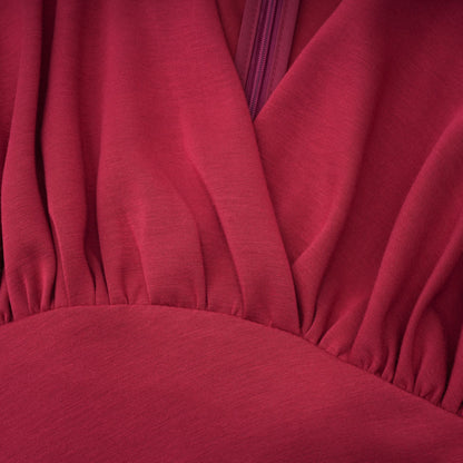 Margot Red Scarf Design Ruched Maxi Gown