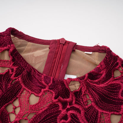 Hafdis Red Floral Embroidered Mini Dress