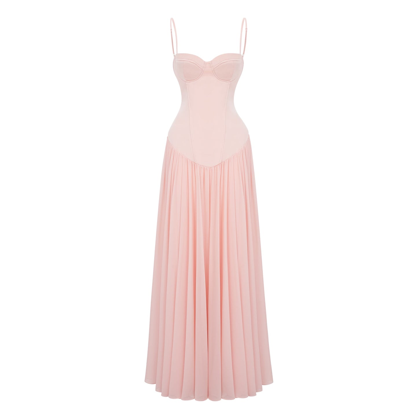 Vasylyna Pink Sweetheart Pleated Maxi Dress