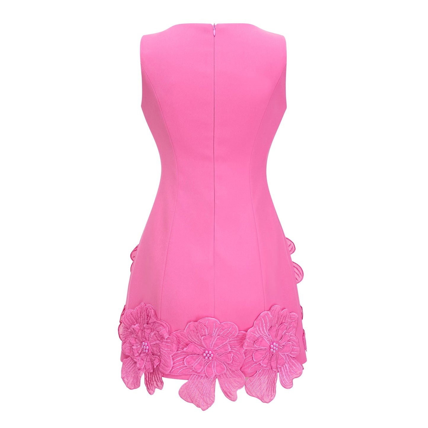 Fleurine Hot Pink Floral Appliqué Mini Dress