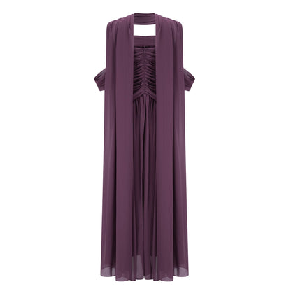 Annabelle Purple Off Shoulder Ruched Maxi Dress with Twist Front
