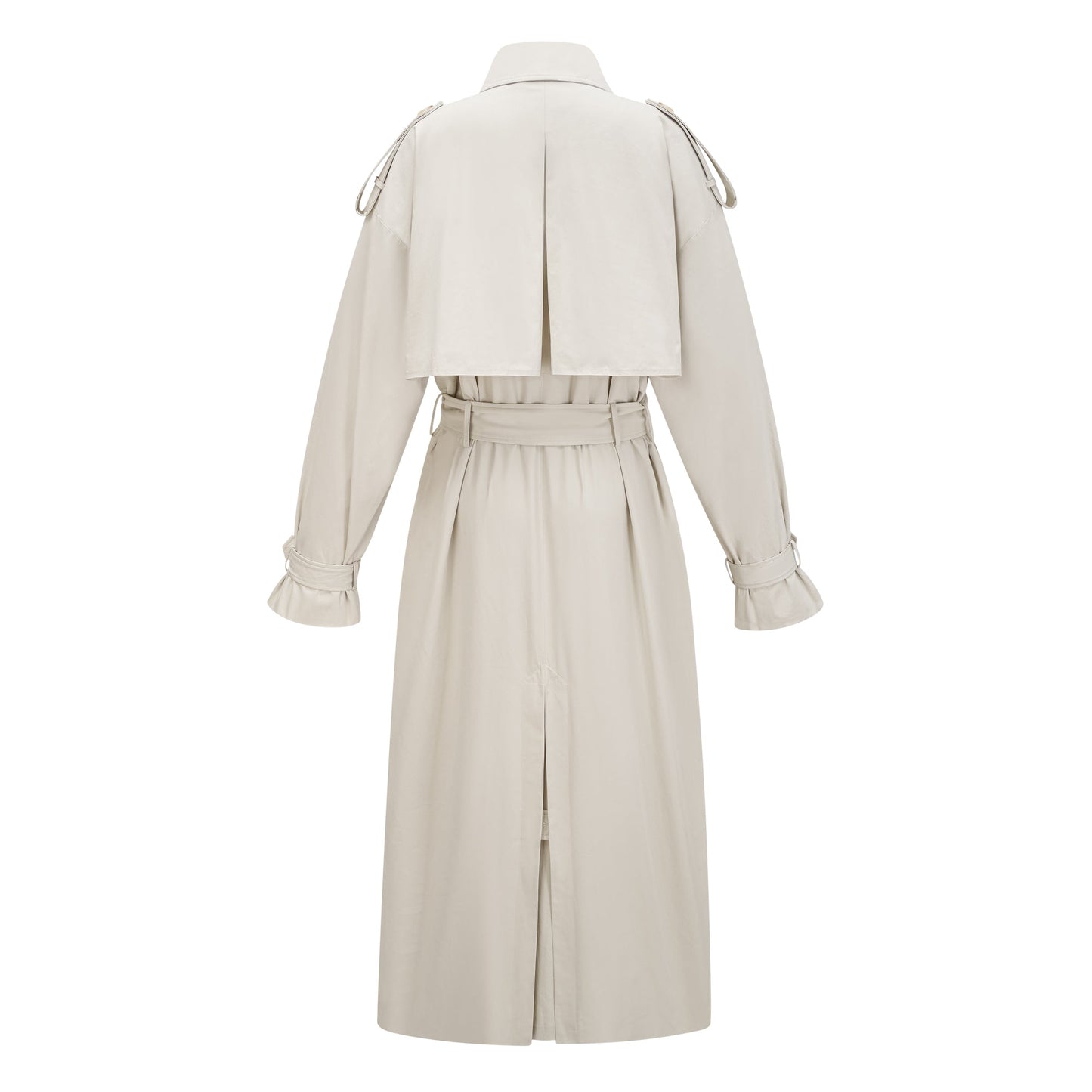 Bruyère White Double-Breasted Long Trench Coat