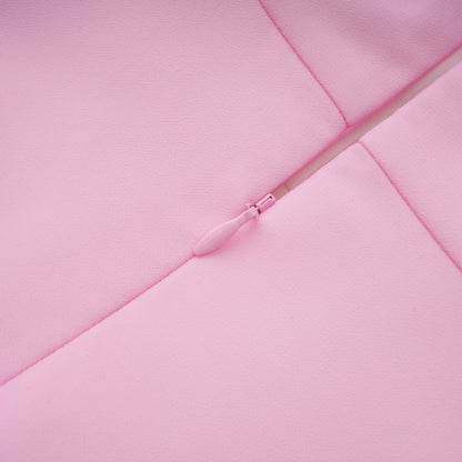 Laetitia Pink Pleated Train Ruched Maxi Dress