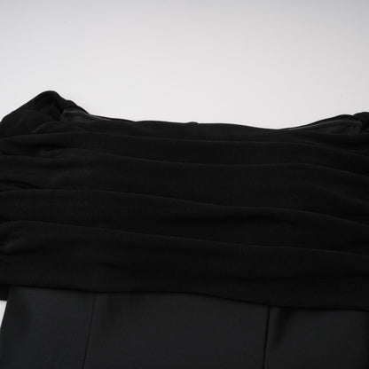 Ainara Black Off Shoulder Polished Midi Dress