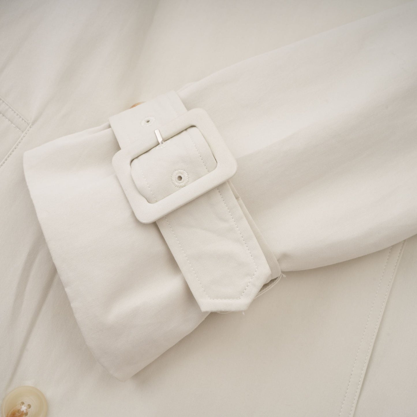 Bruyère White Double-Breasted Long Trench Coat