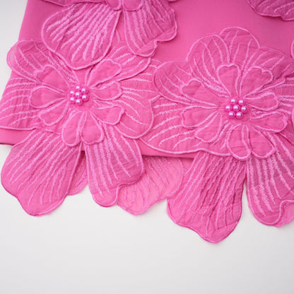 Fleurine Hot Pink Floral Appliqué Mini Dress