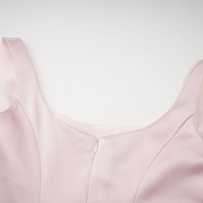 Fiona Pink Satin Square Neck Maxi Dress