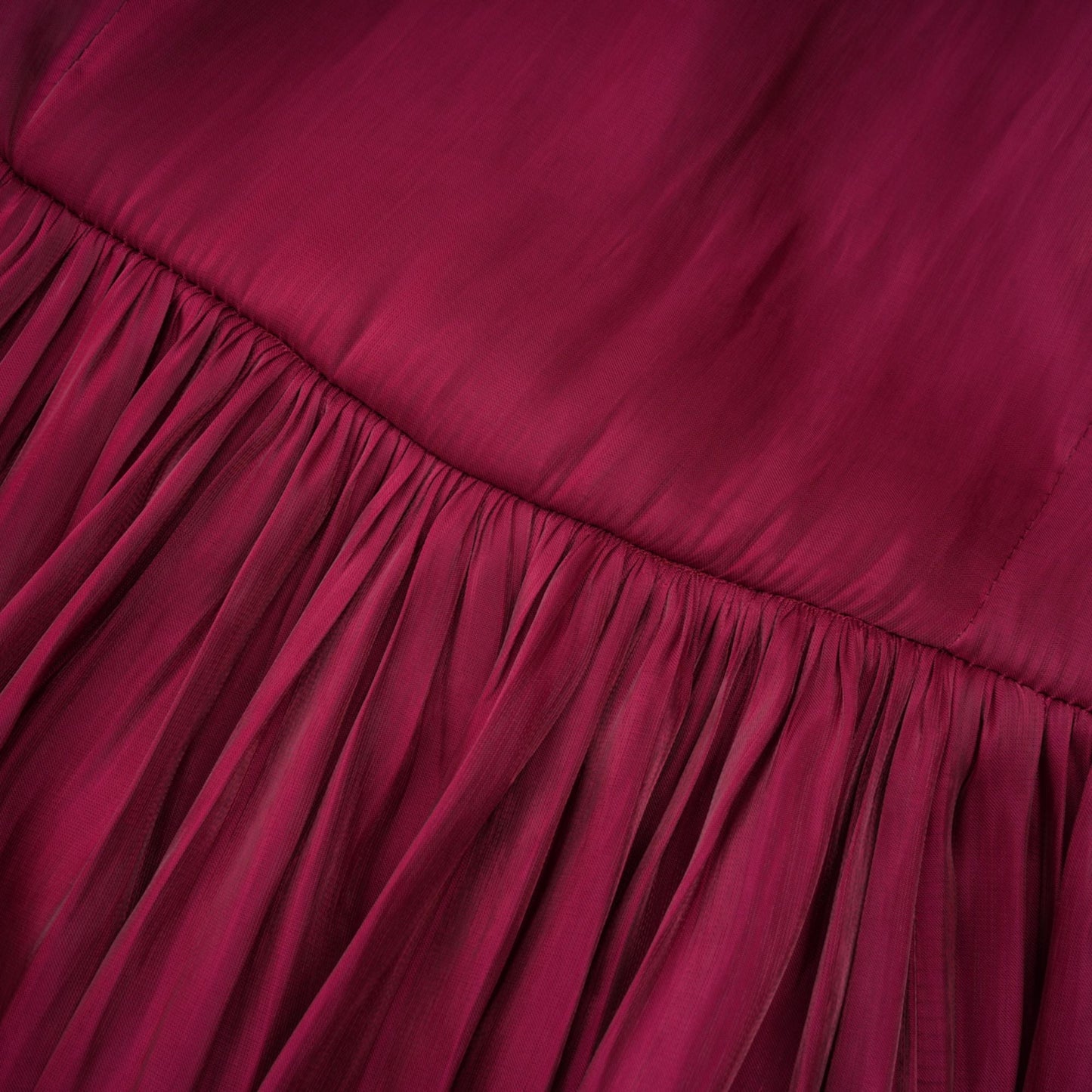 Danuta Burgundy Ruched Pleated Maxi Dress