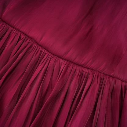 Danuta Burgundy Ruched Pleated Maxi Dress