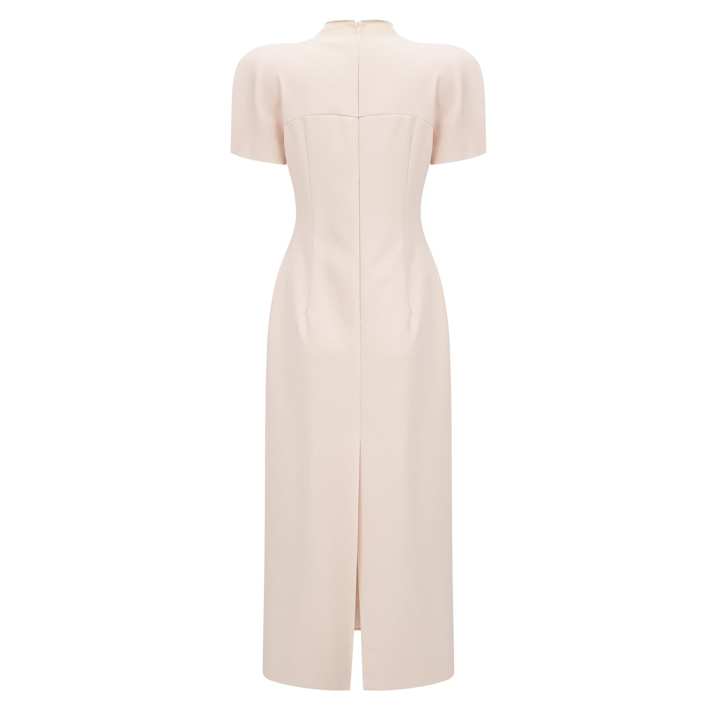 Quintella Neutral Floral Crystal Midi Dress