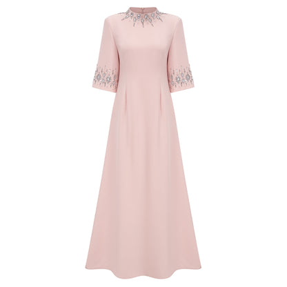 Klaudia Pink Embellished Corset Maxi Dress