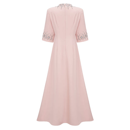 Klaudia Pink Embellished Corset Maxi Dress