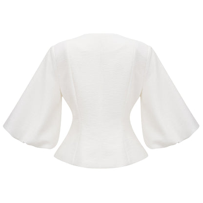 Bérénice White Crystal Embellished Peplum Jacket