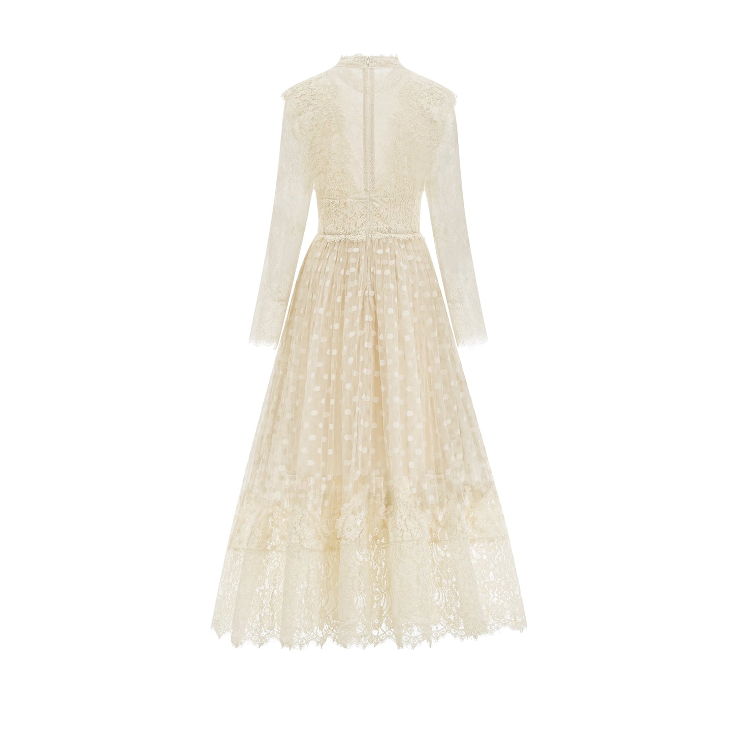 Éliane Polka-Dot Lace-Embroidered Midi Dress