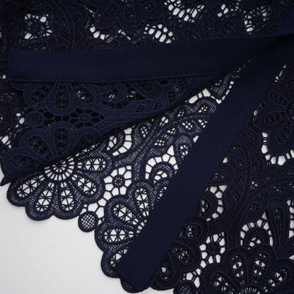 Ariane Navy Crochet-lace Midi Dress