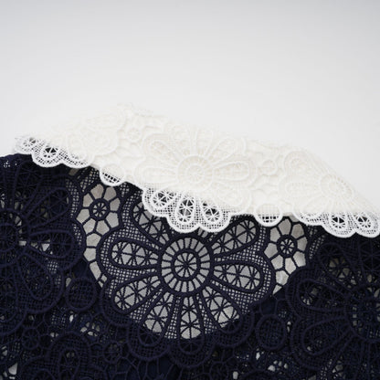 Ariane Navy Crochet-lace Midi Dress