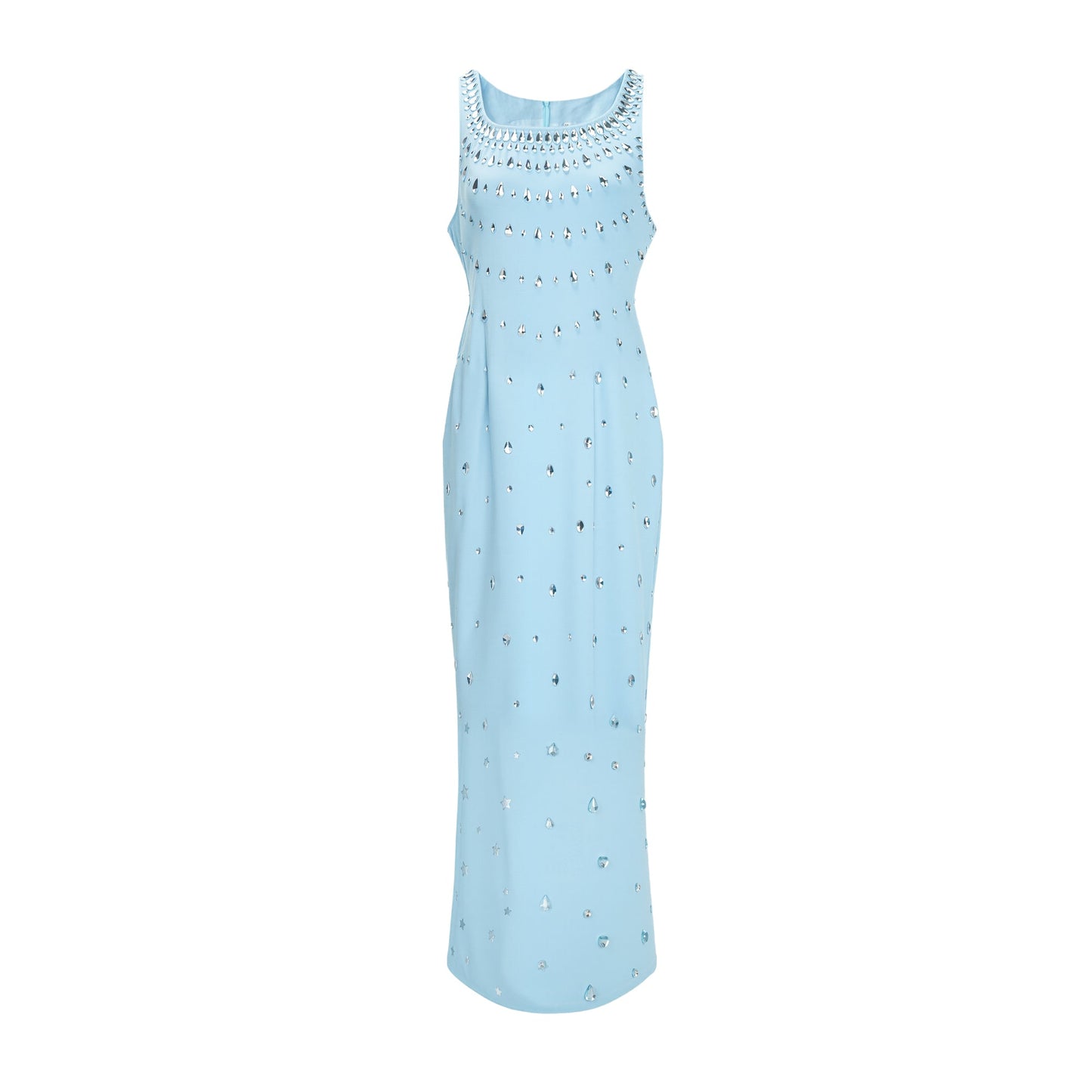 Meris Blue Crystal Embellished Maxi Gown