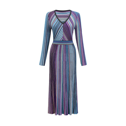 Mathilde metallic pleated midi dress in Blue