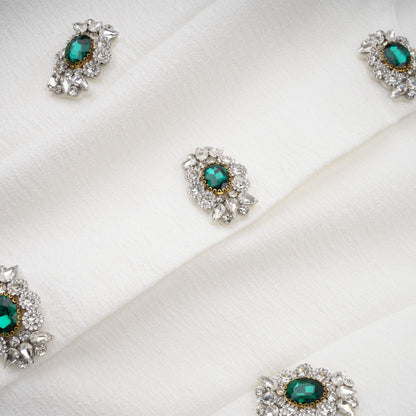 Bérénice Beyaz Kristal İşlemeli Peplum Ceket