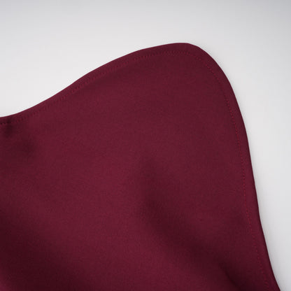 Wren Burgundy Asymmetrical Cape Maxi Dress