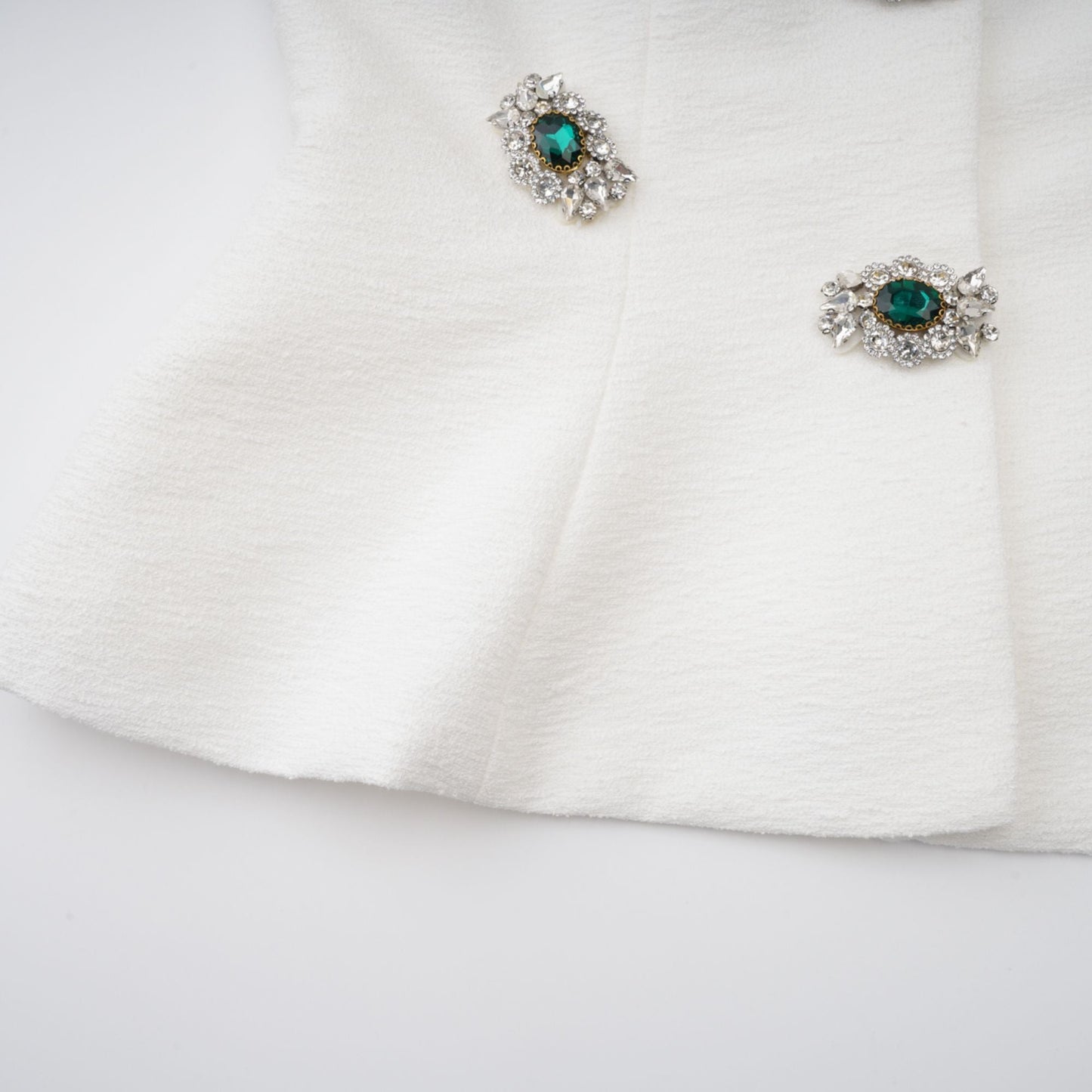 Bérénice Beyaz Kristal İşlemeli Peplum Ceket