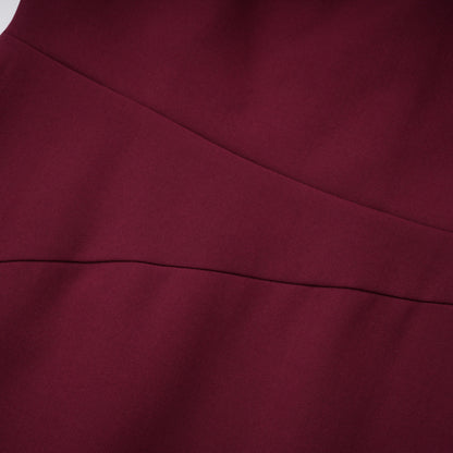 Wren Burgundy Asymmetrical Cape Maxi Dress
