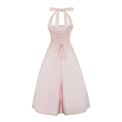Eponine Pink Layered Flared Hem Midi Dress