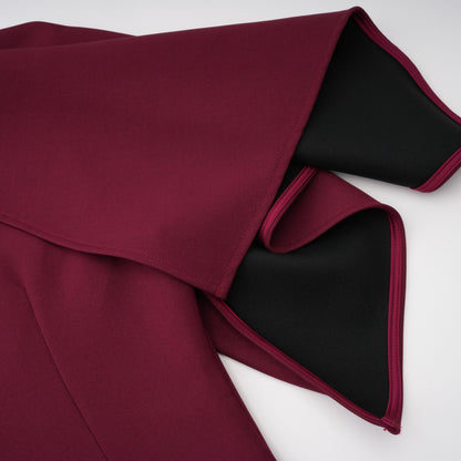 Wren Burgundy Asymmetrical Cape Maxi Dress