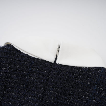 Fiona Navy Blue Embellished Tweed Mini Dress