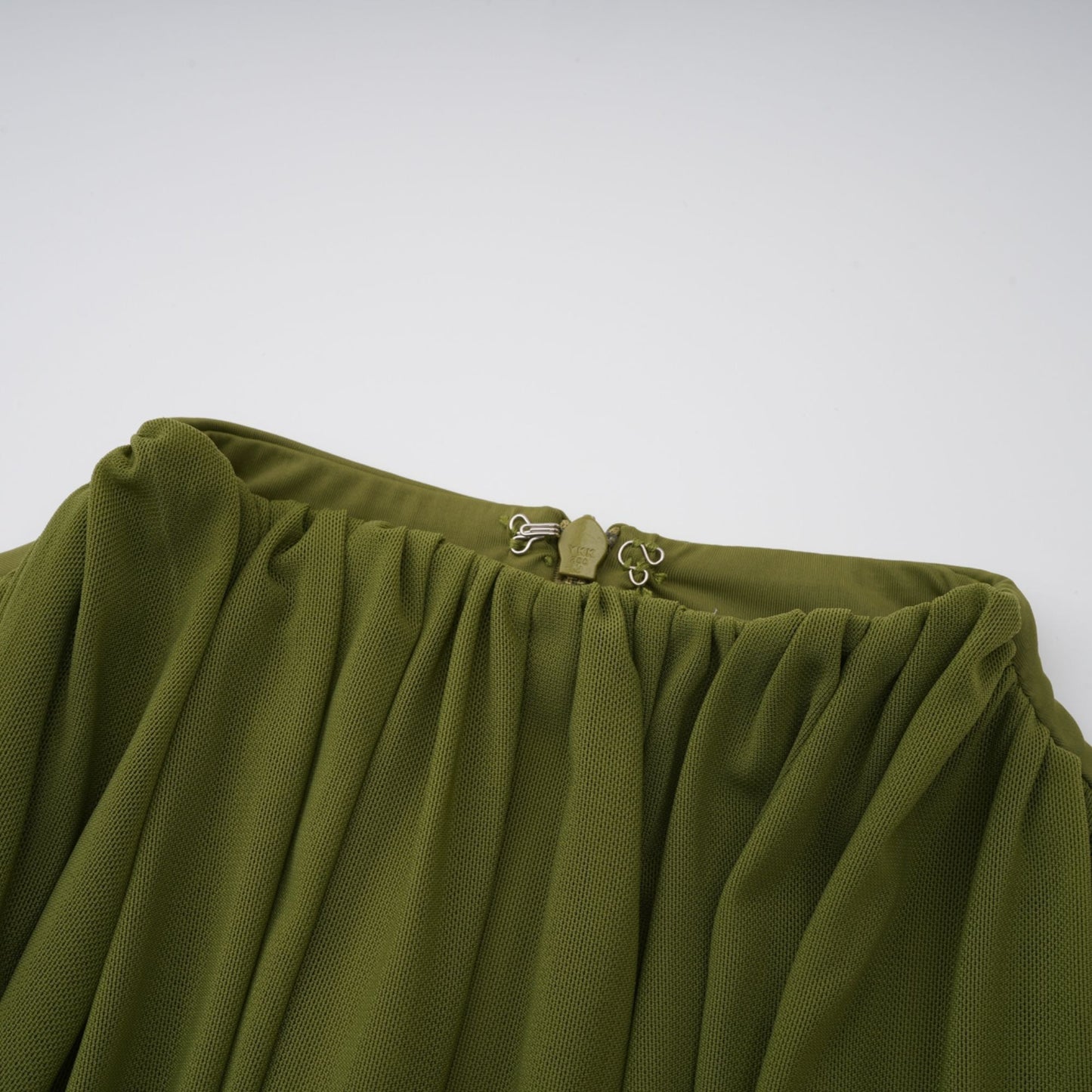 Arlette Green Asymmetrical Ruched Maxi Dress