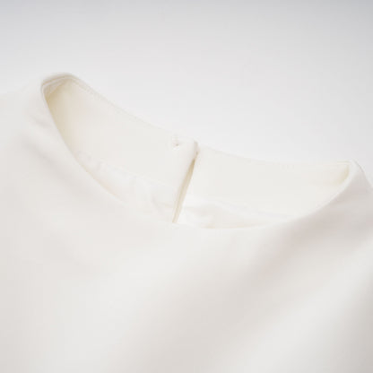 Kristveig White Cape Design Structured Mini Dress