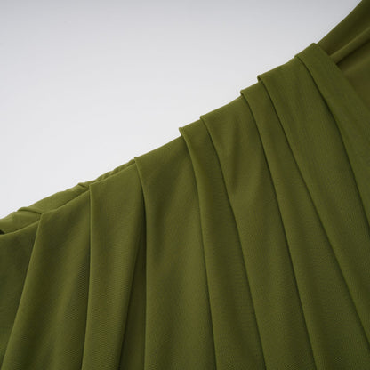 Arlette Green Asymmetrical Ruched Maxi Dress