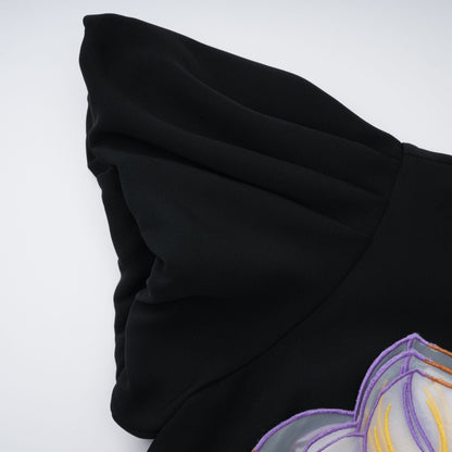 Irène Siyah payet çiçek işlemeli midi elbise